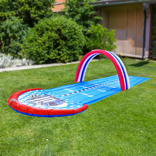 Inflatable Ground Race Track Water Slide - 16' - 2-Person