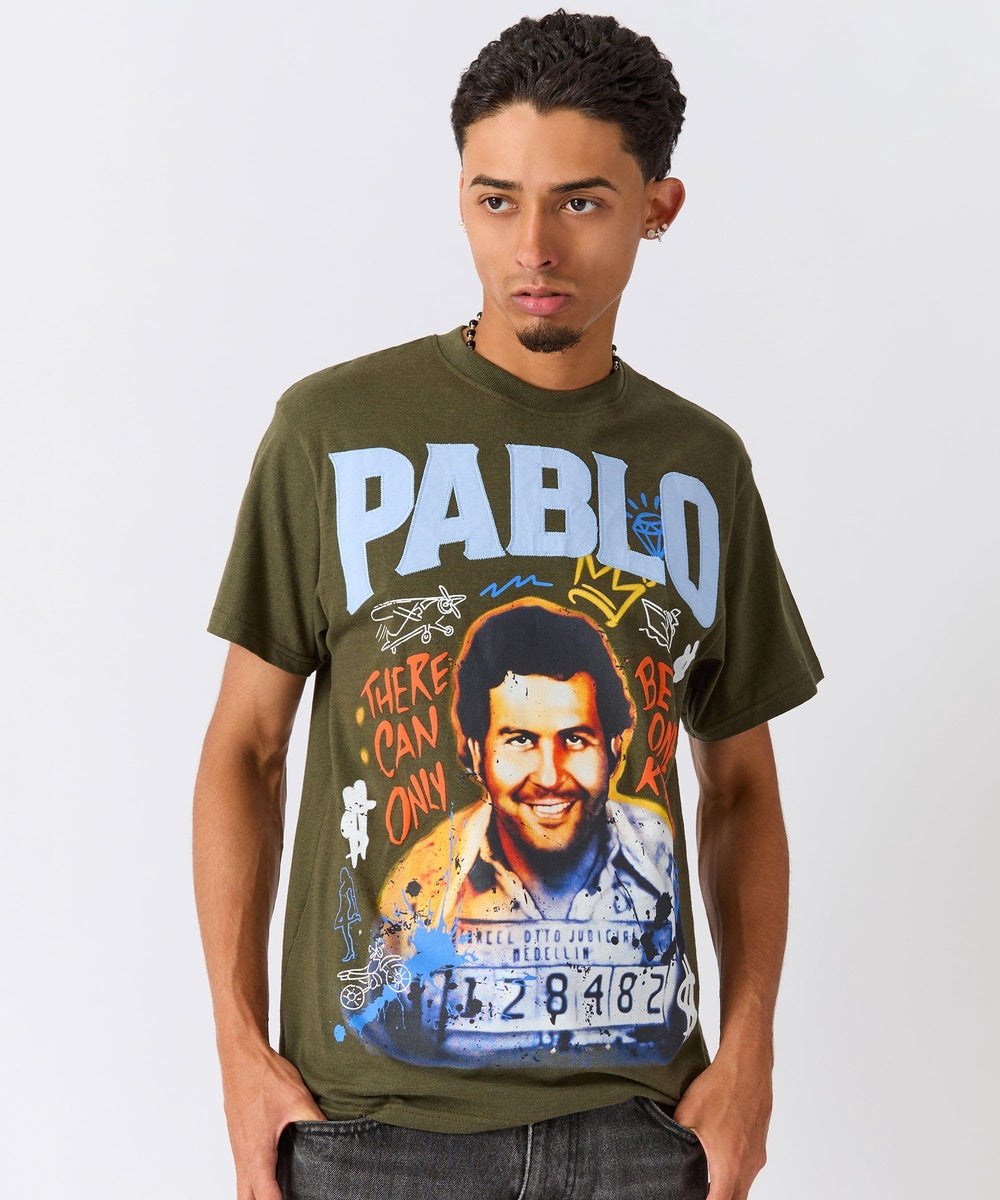  Reason Clothing Pablo Graffiti Applique Short Sleeve Tee - Green - GREEN - Bonton