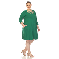 Plus Size Criss Cross Neckline Swing Midi Dress