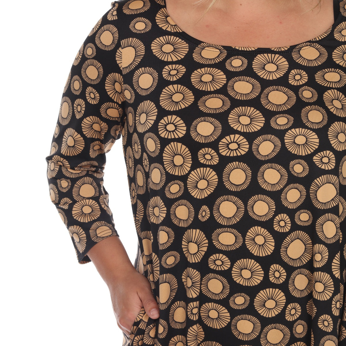  White Mark Plus Size Printed Geometric Circle Tunic Top - 1X - Bonton