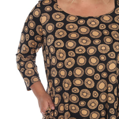 Plus Size Printed Geometric Circle Tunic Top