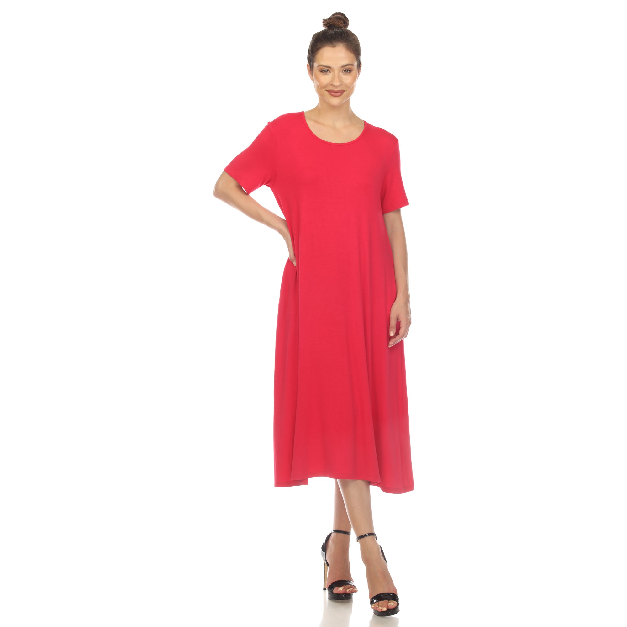 White Mark Women's Short Sleeve Midi Dress - Xlarge - Bonton