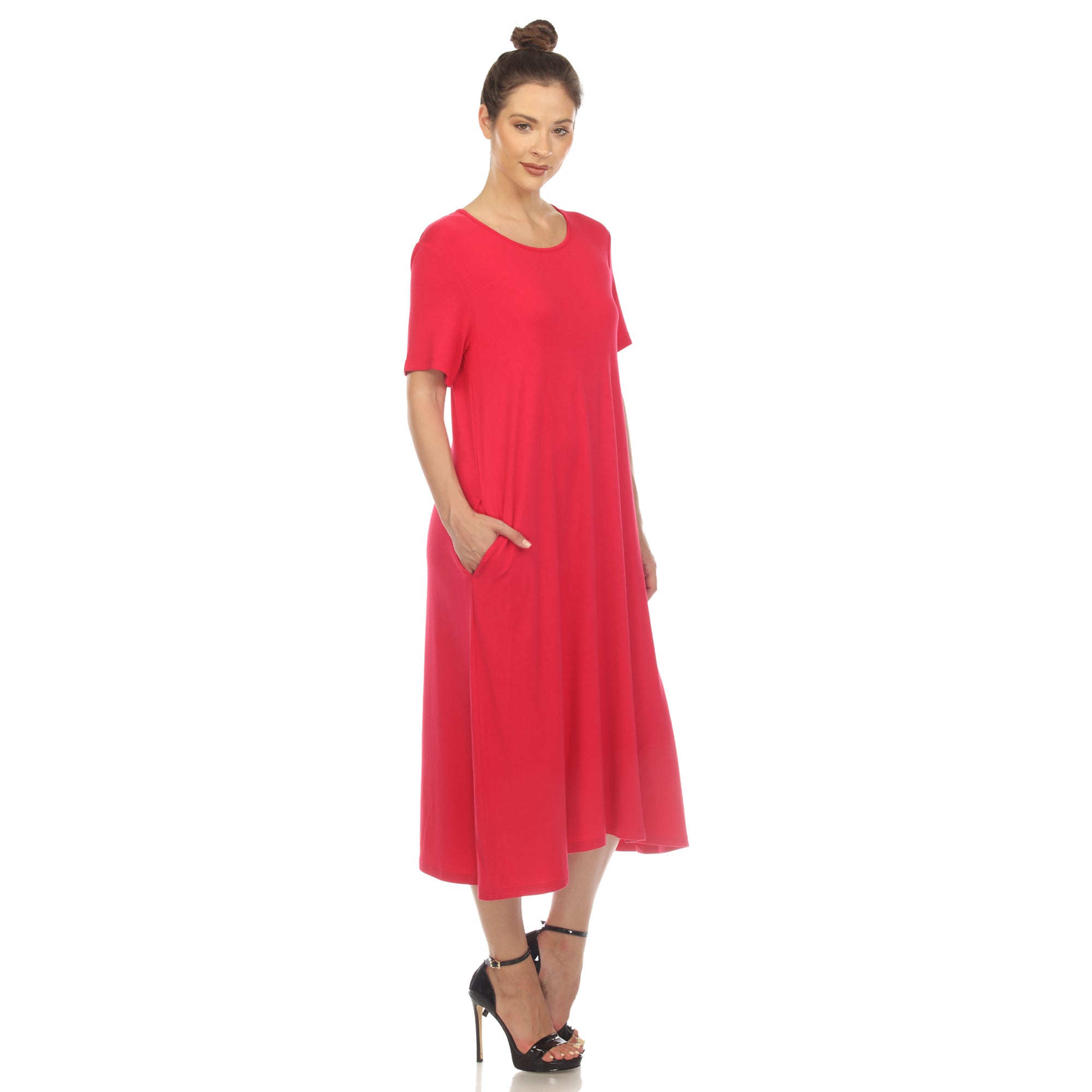  White Mark Women's Short Sleeve Midi Dress - Xlarge - Bonton