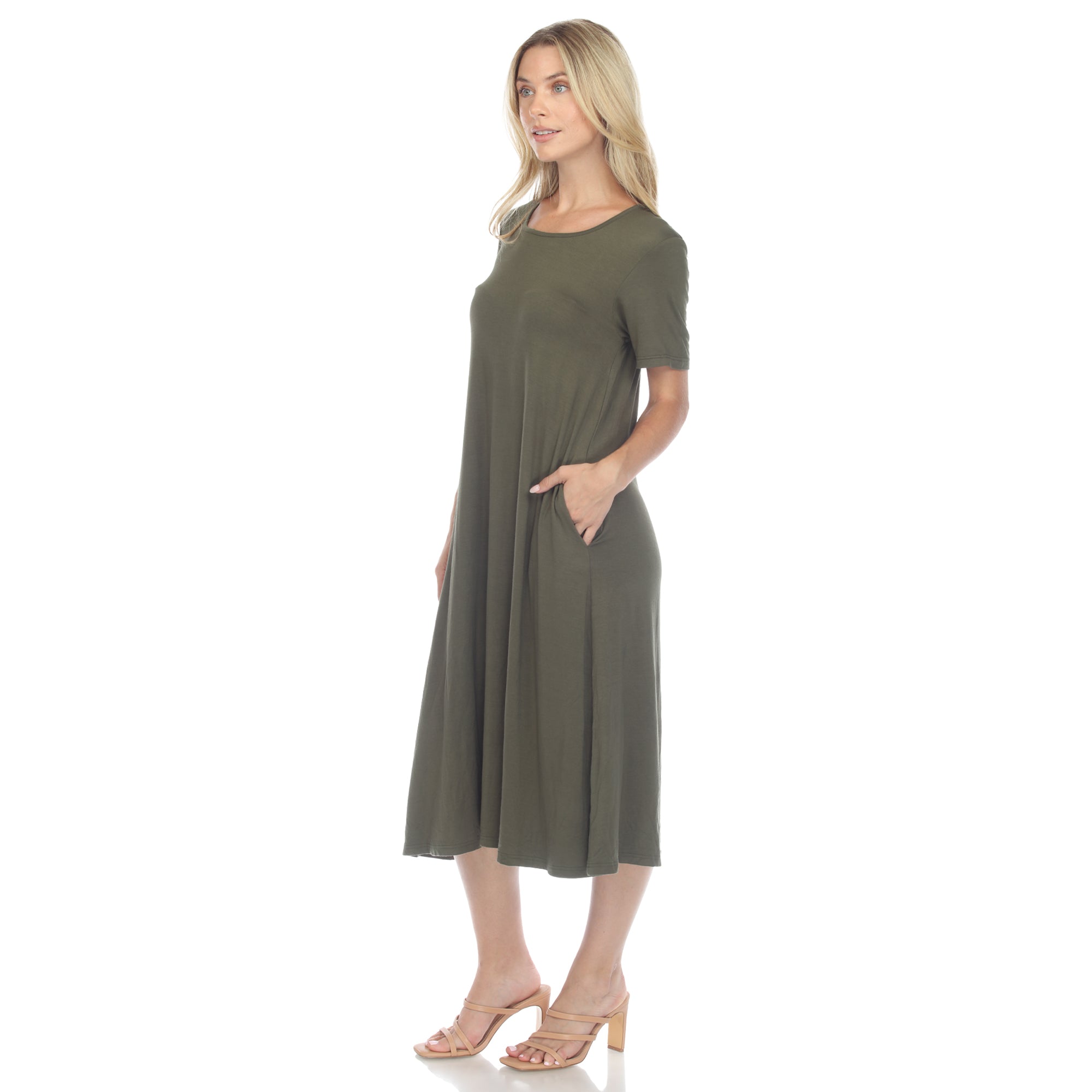  White Mark Women's Short Sleeve Midi Dress - Xlarge - Bonton