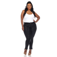 Plus Size Faux Suede Snake Print Pants