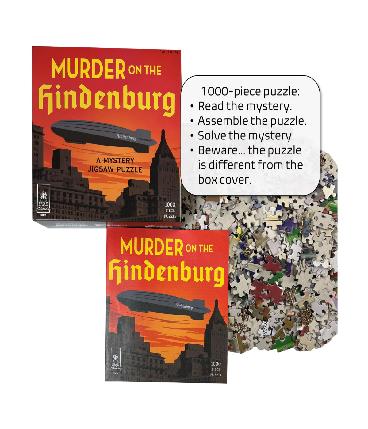  Murder on the Hindenburg Classic Mystery Jigsaw Puzzle: 1000 Pcs Multi - Multi - Bonton