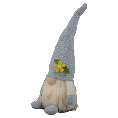 12.25" Lighted Blue Spring Gnome With Flower Hat