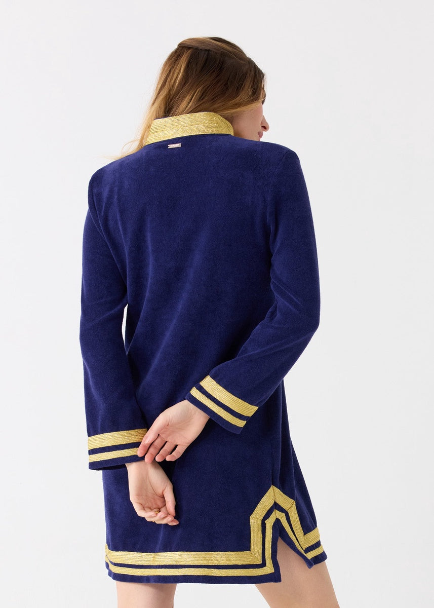  Cabana Life Navy/Gold Terry Tunic - XS - Bonton