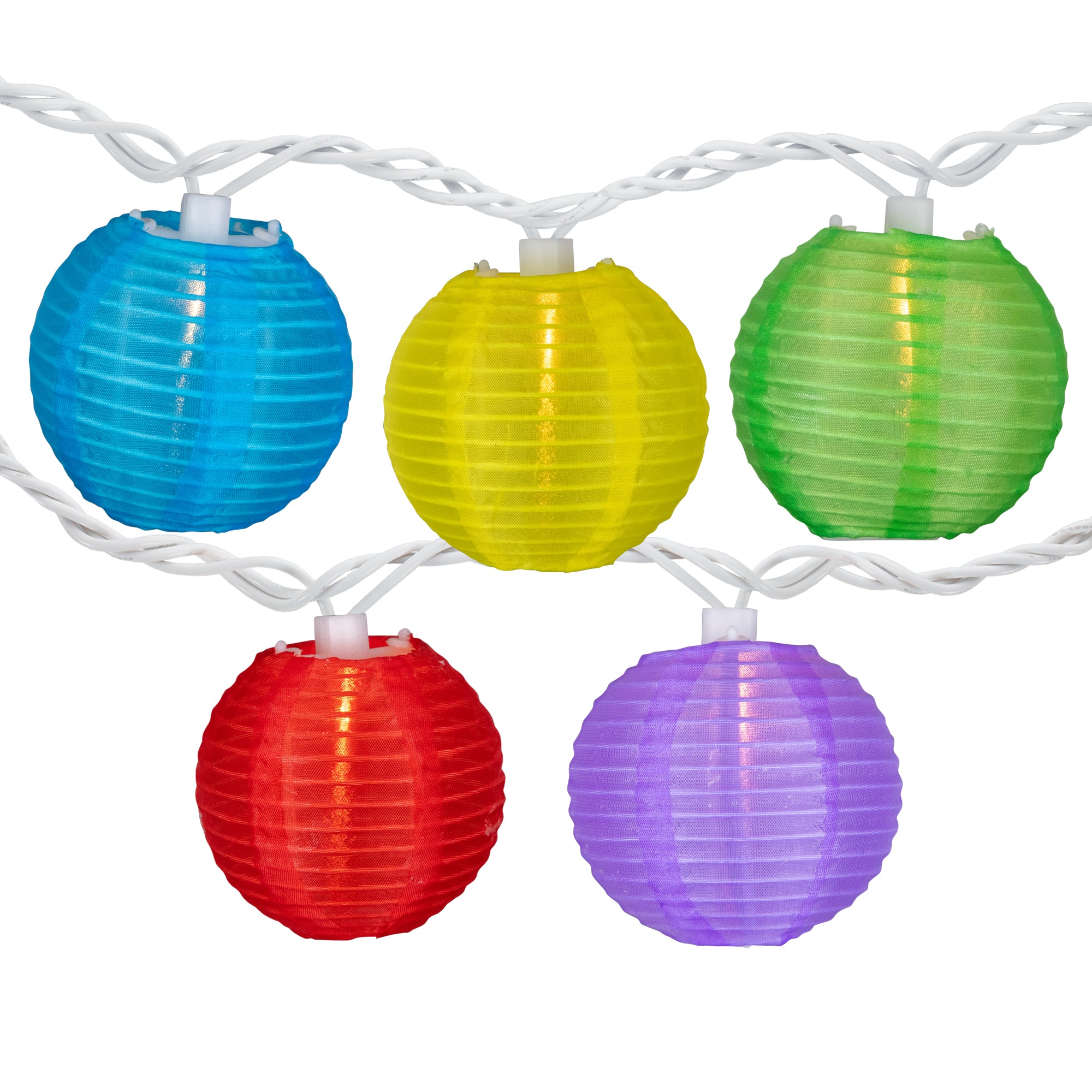  10-Count Multi-Color Round Lantern Patio String Light Set 7.25ft. White Wire - Green - Bonton