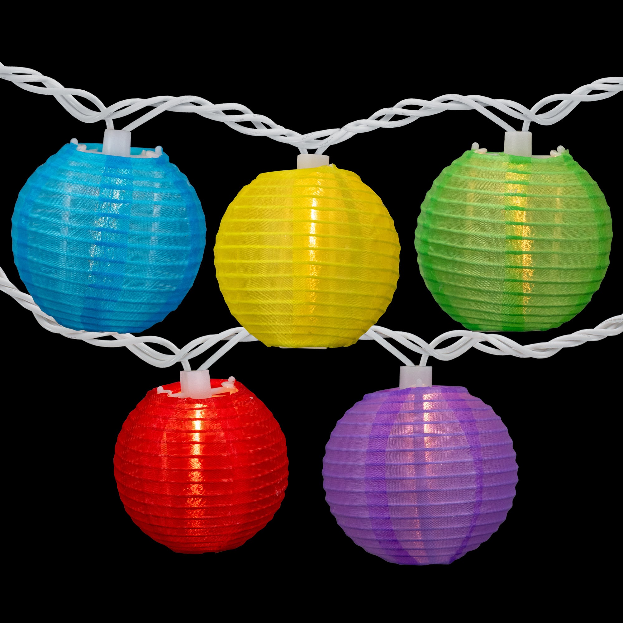  10-Count Multi-Color Round Lantern Patio String Light Set 7.25ft. White Wire - Green - Bonton