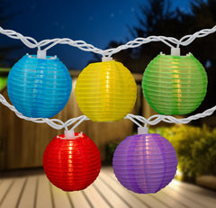 10-Count Multi-Color Round Lantern Patio String Light Set 7.25ft. White Wire