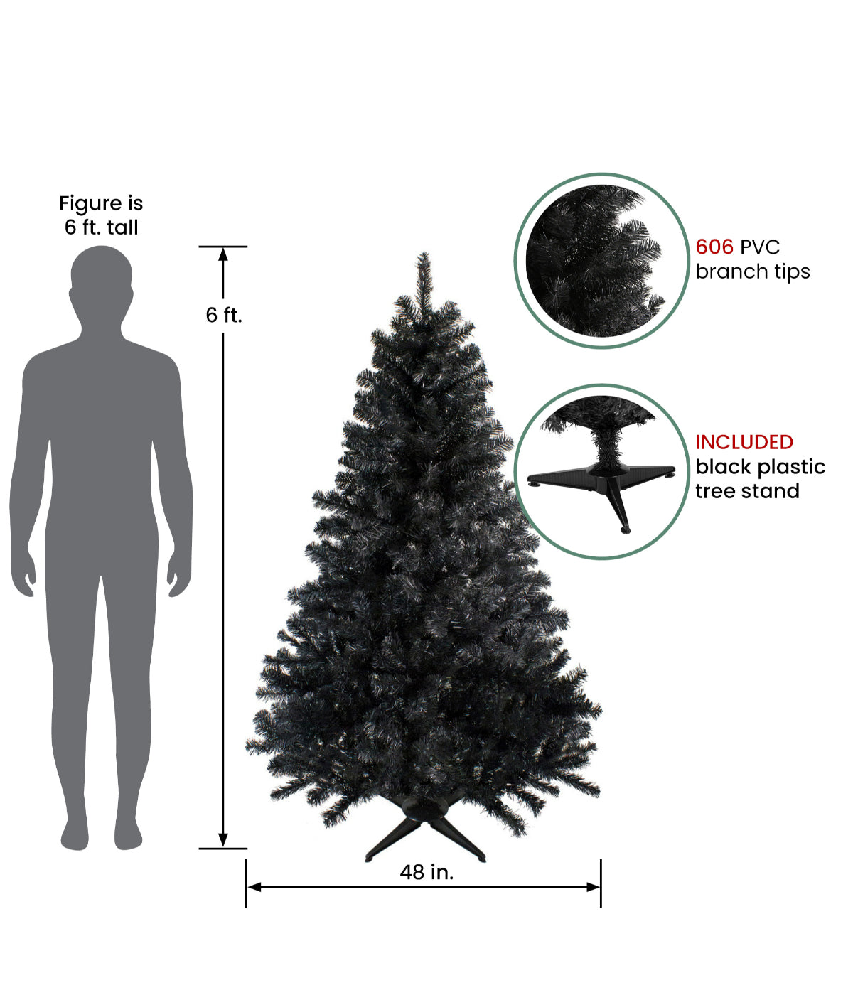  Black Colorado Spruce Artificial Halloween Tree - Unlit - Black - Bonton