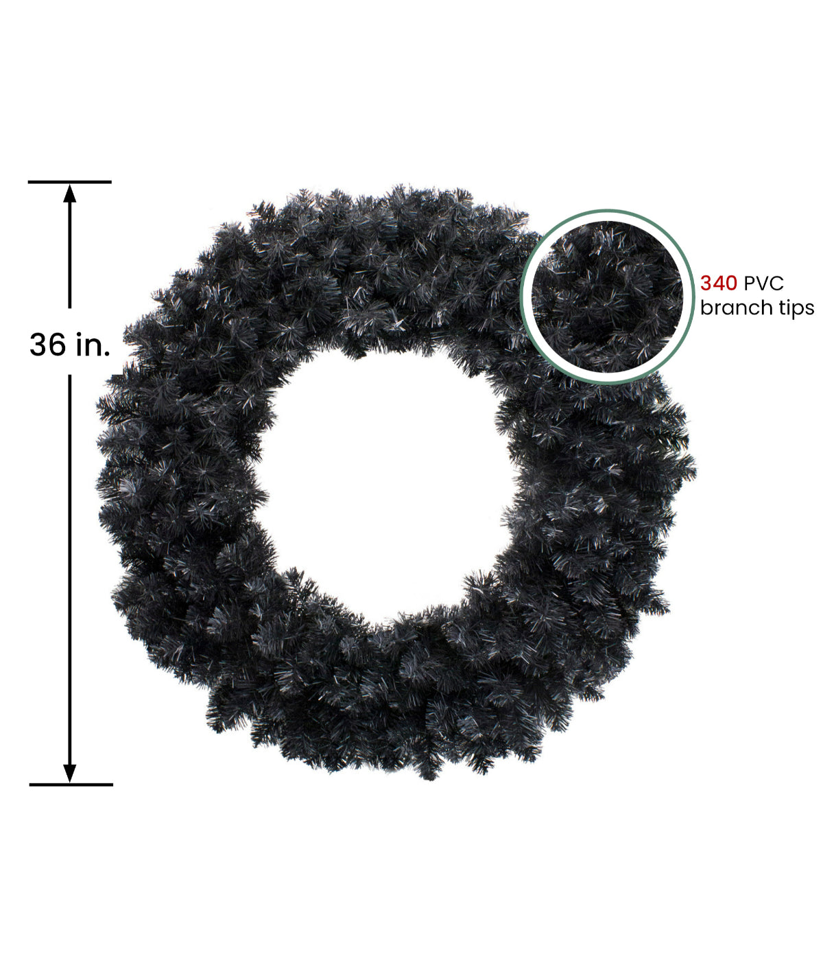  Black Colorado Spruce Artificial Halloween Wreath - Black - Bonton