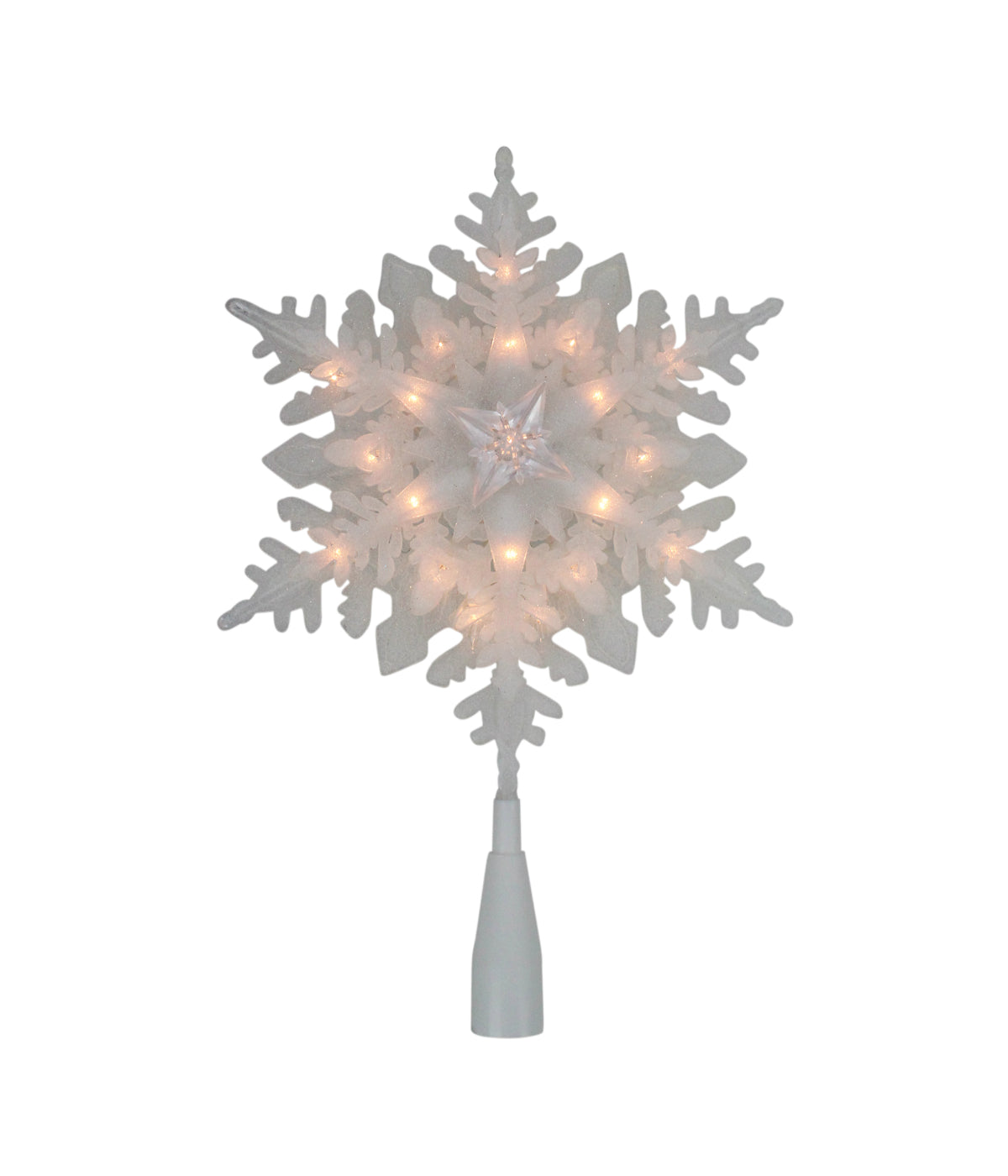  Lighted White Frosted 3-D Snowflake Christmas Tree Topper 10