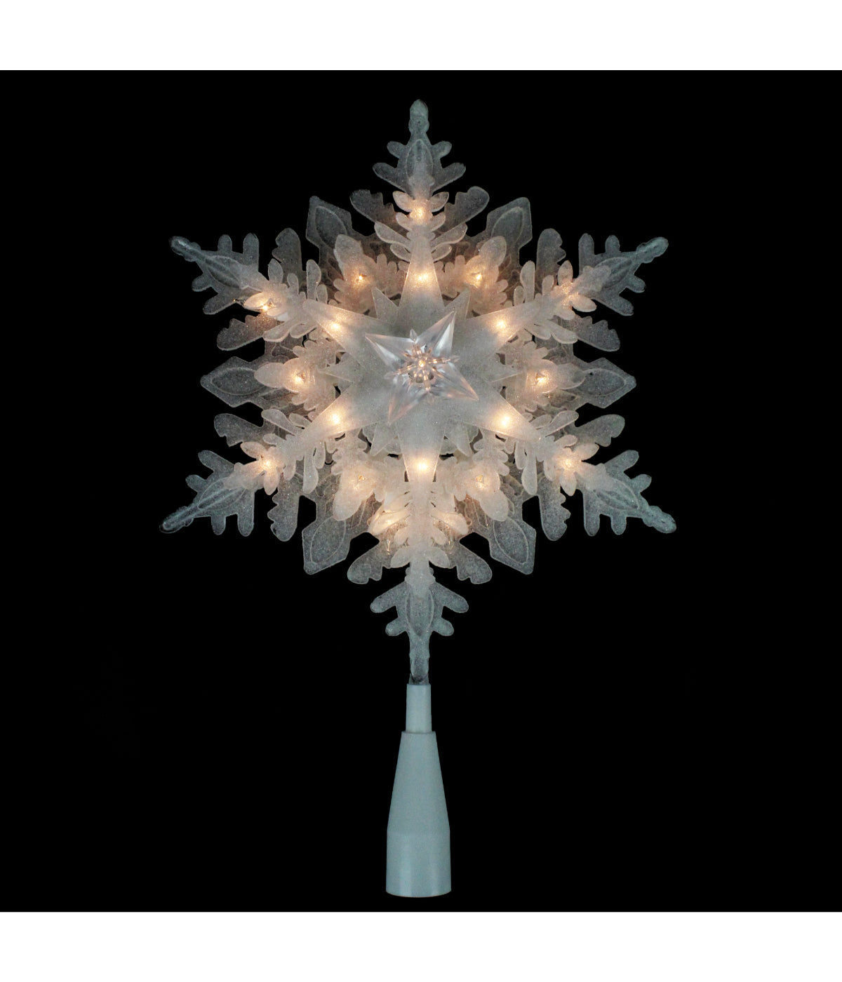  Lighted White Frosted 3-D Snowflake Christmas Tree Topper 10