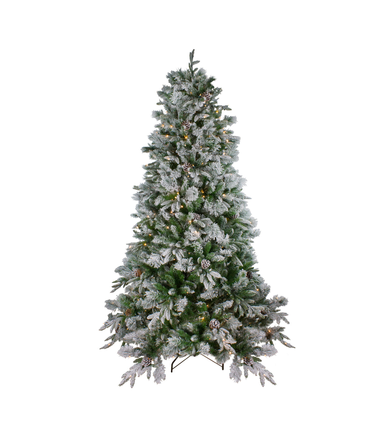  Flocked Rosemary Emerald Angel Pine Artificial Christmas Tree with Pre-Lit Clear LED Lights, 9' - Green - Bonton