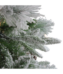 Flocked Rosemary Emerald Angel Pine Artificial Christmas Tree with Pre-Lit Clear LED Lights, 9'