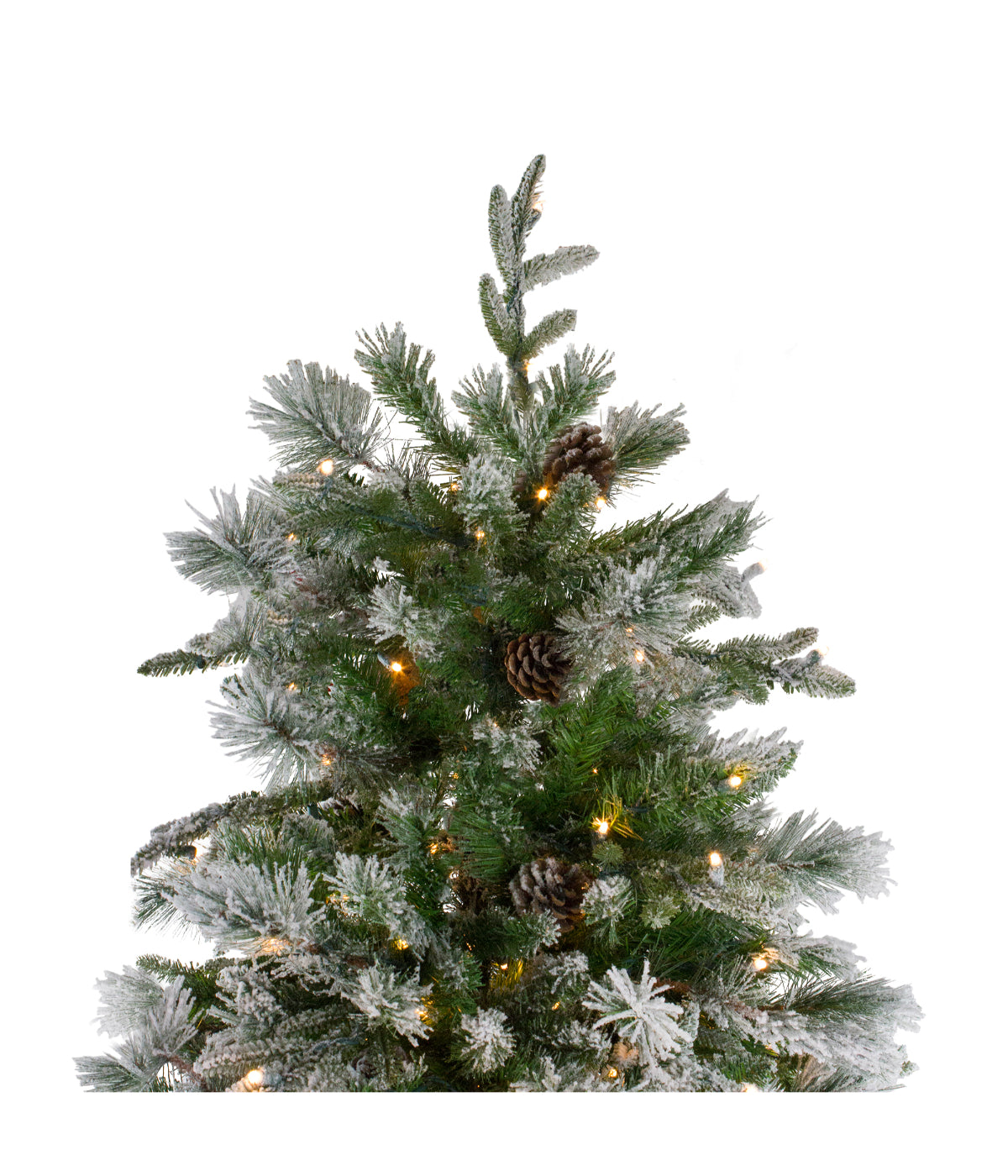  Flocked Rosemary Emerald Angel Pine Artificial Christmas Tree with Pre-Lit Clear LED Lights, 9' - Green - Bonton