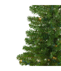 Canadian Pine Artificial Christmas Wall Tree with Pre-Lit Clear Lights, 7.5'