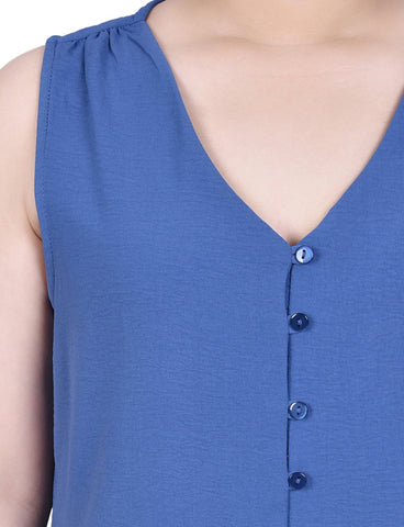 Sleeveless Button Front Blouse