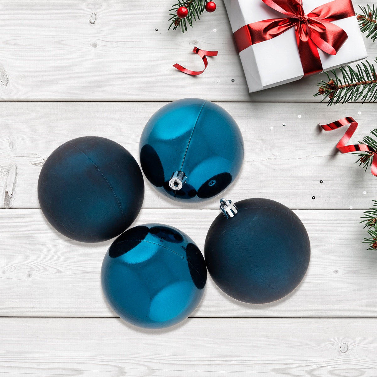  Northlight 32ct Sapphire Blue Shatterproof 2-Finish Christmas Ball Ornaments 3.25