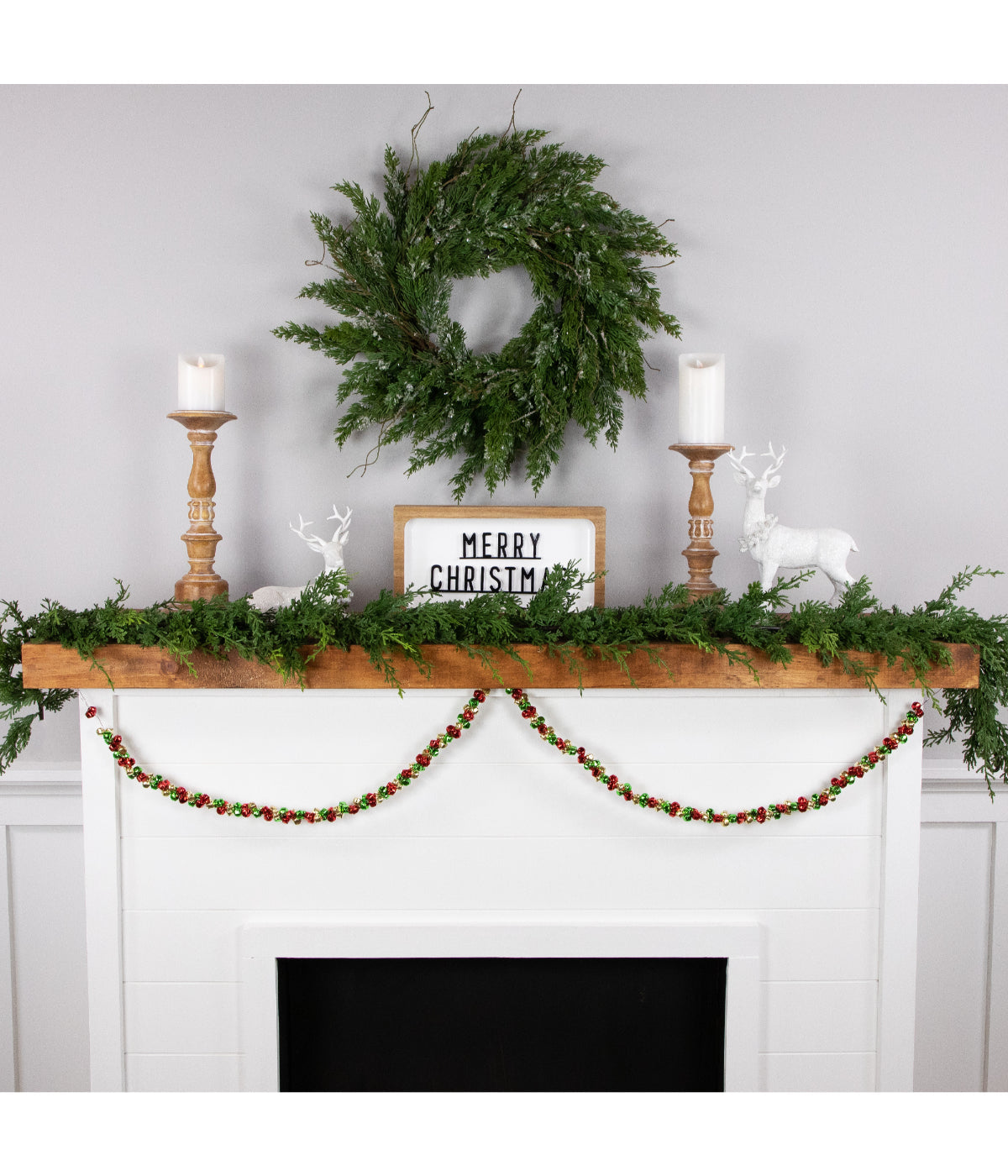  Jingle Bell Christmas Garland, 5' - Red - Bonton