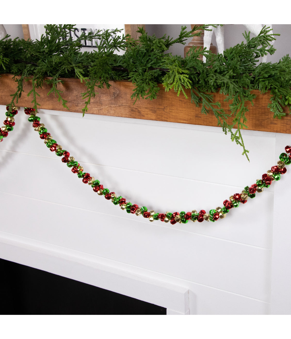  Jingle Bell Christmas Garland, 5' - Red - Bonton