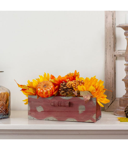 Autumn Harvest Maple Leaf and Berry Arrangement Centerpiece Orange