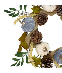 Pumpkins Foliage Grapevine Artificial Thanksgiving Wreath Brown