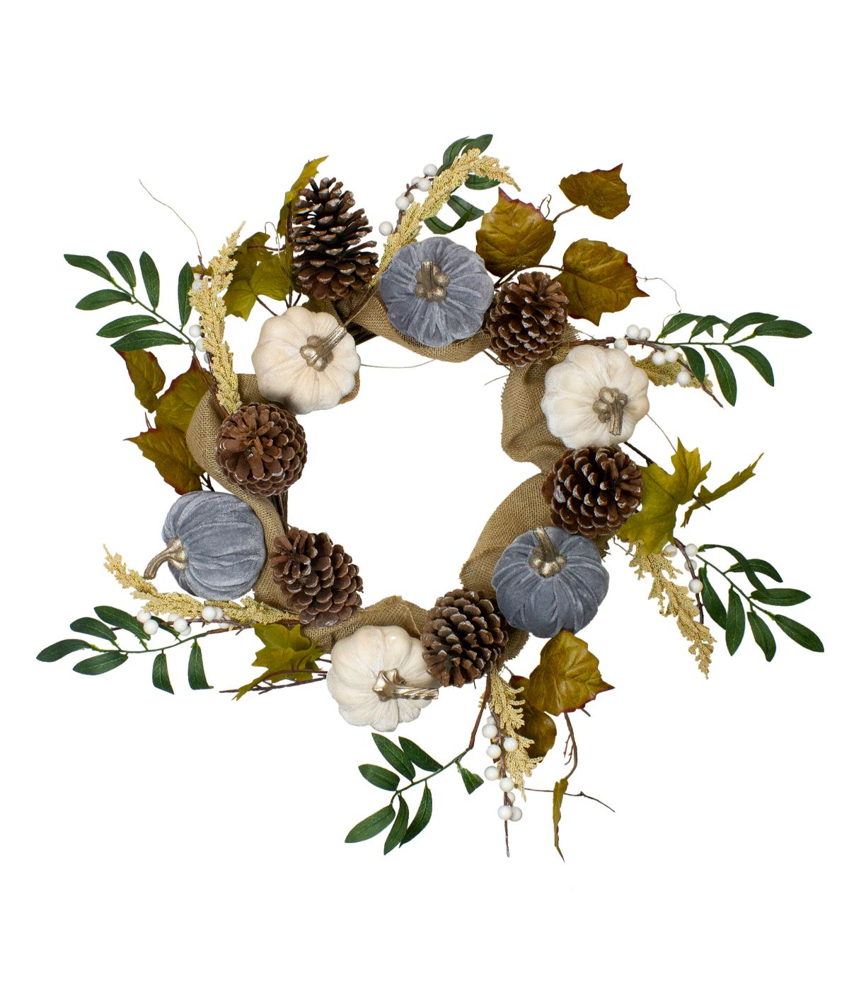 Pumpkins Foliage Grapevine Artificial Thanksgiving Wreath Brown