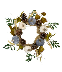 Pumpkins Foliage Grapevine Artificial Thanksgiving Wreath Brown