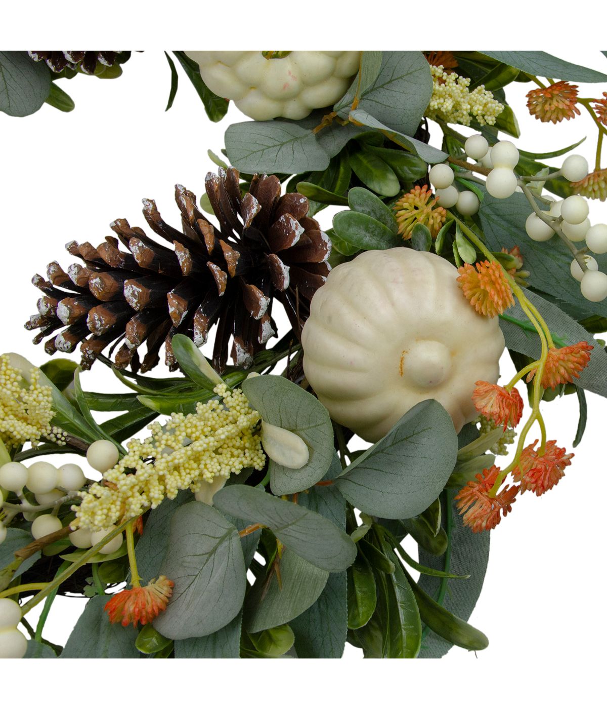  Gourds and Foliage Artificial Thanksgiving Wreath Green - Green - Bonton