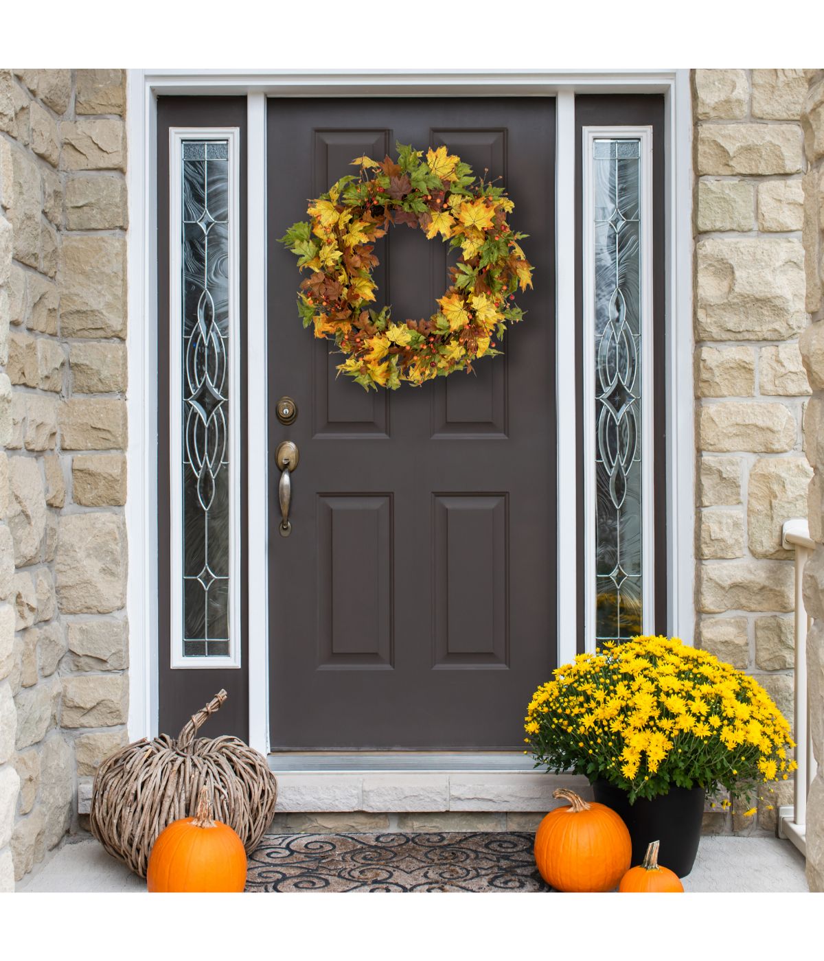  Berries and Twigs Artificial Thanksgiving Wreath Yellow Yellow - Yellow - Bonton