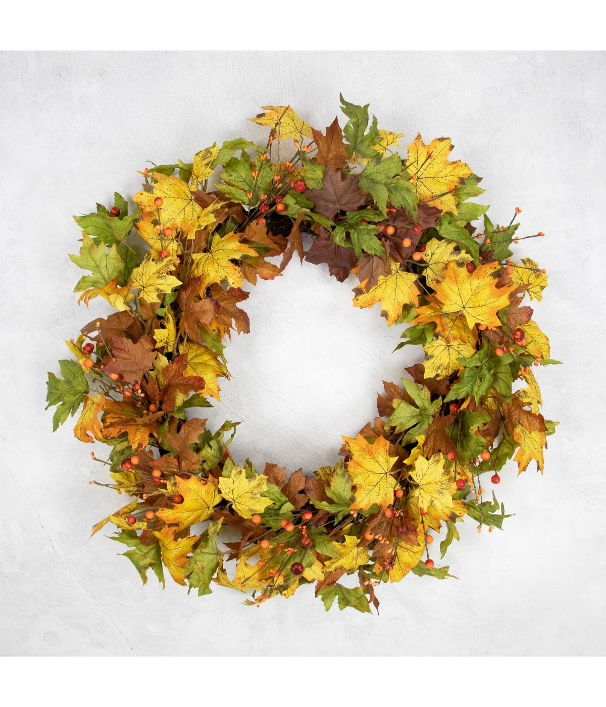  Berries and Twigs Artificial Thanksgiving Wreath Yellow Yellow - Yellow - Bonton