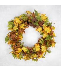 Berries and Twigs Artificial Thanksgiving Wreath Yellow Yellow