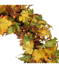 Berries and Twigs Artificial Thanksgiving Wreath Yellow Yellow