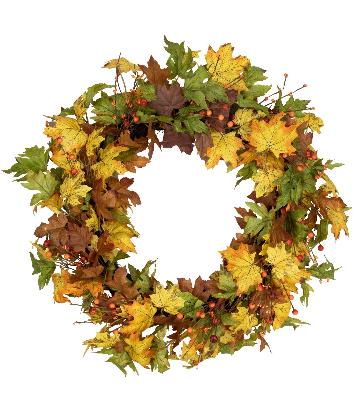  Berries and Twigs Artificial Thanksgiving Wreath Yellow Yellow - Yellow - Bonton