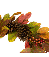 Leaves and Berries Twig Artificial Thanksgiving Wreath Brown