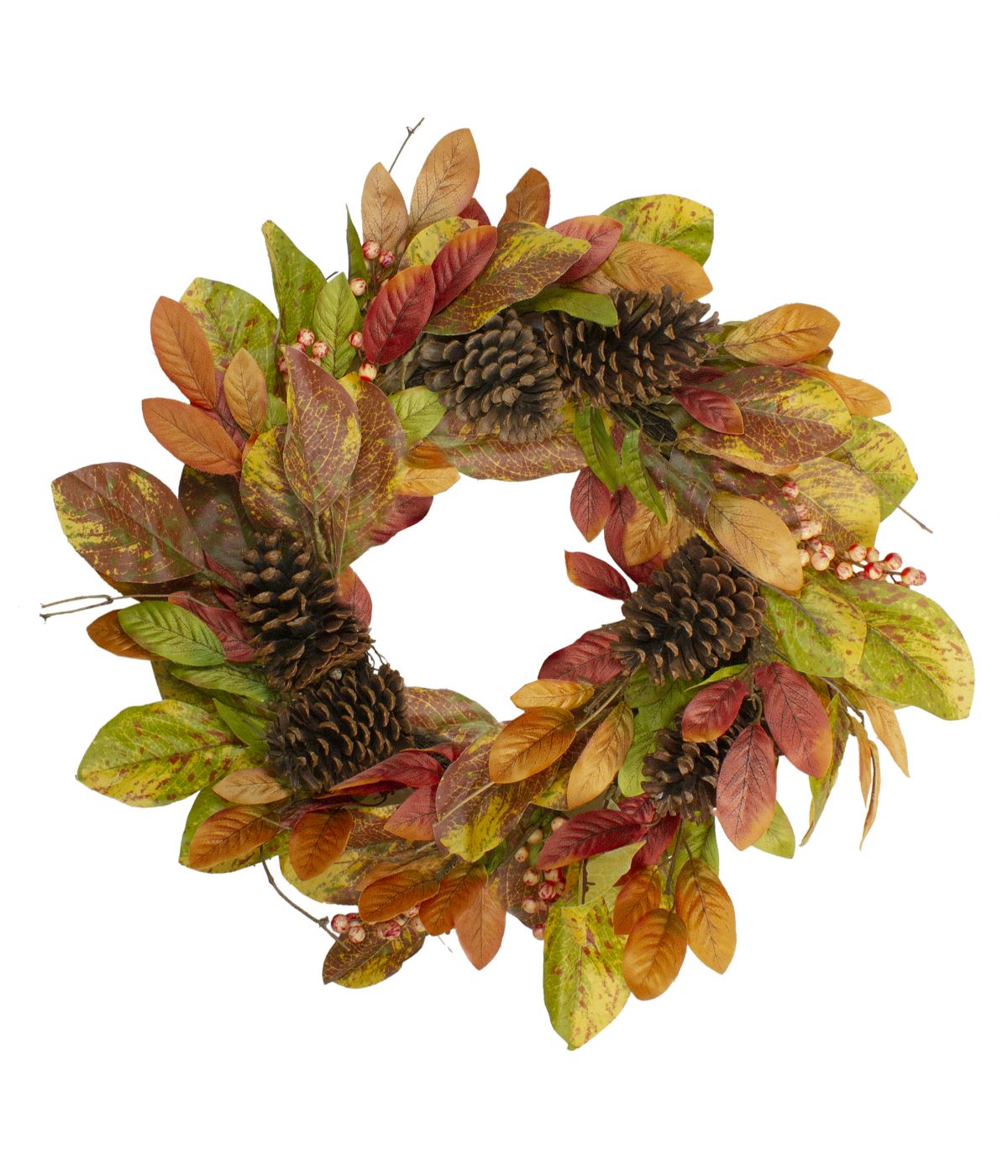  Leaves and Berries Twig Artificial Thanksgiving Wreath Brown - Brown - Bonton