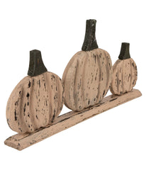 Three Little Pumpkins Fall Harvest Decoration Beige