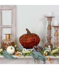 Orange Autumn Harvest Woven Pumpkin Decoration Orange