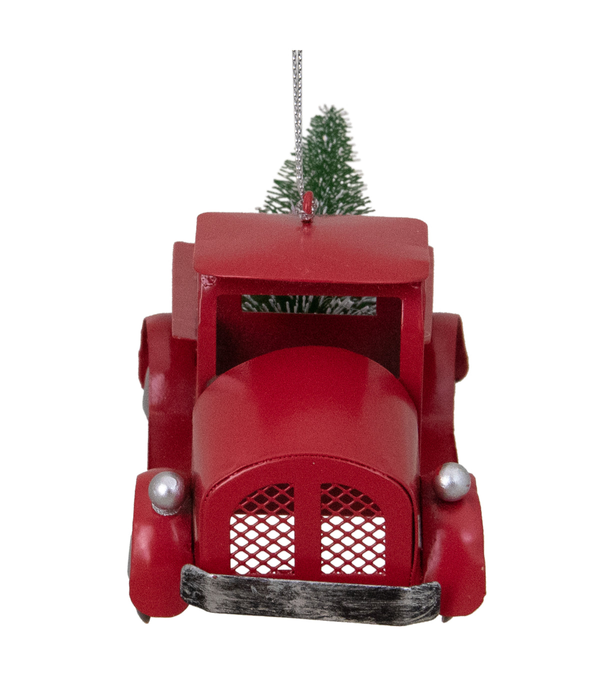  Red Vintage Style Truck with Frosted Tree Christmas Ornament, 4.5