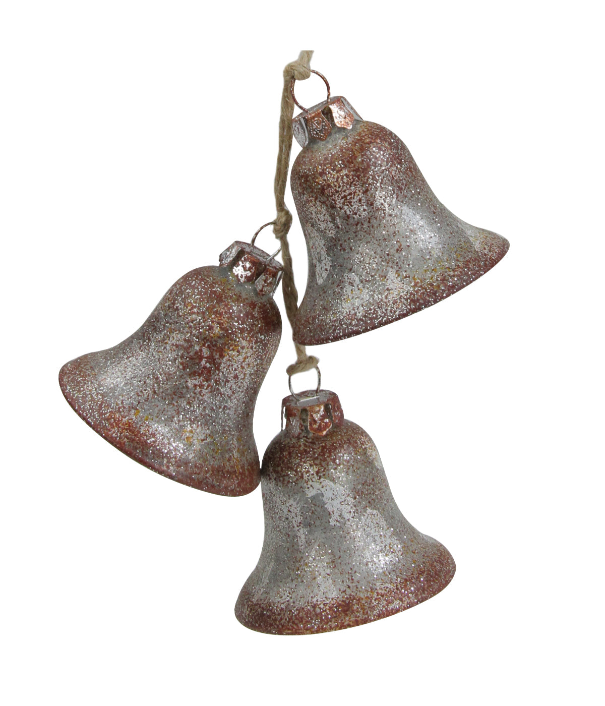  Silver & Brown String of Bells Glass Christmas Ornament, 5