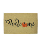 Orange Pumpkin "Welcome" Fall Harvest Outdoor Doormat Beige