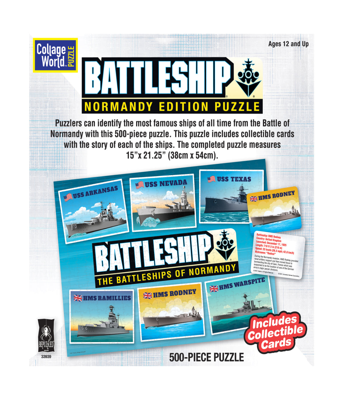  Collage World Puzzle - Battleship Normandy Edition Puzzle: 500 Pcs Multi - Multi - Bonton