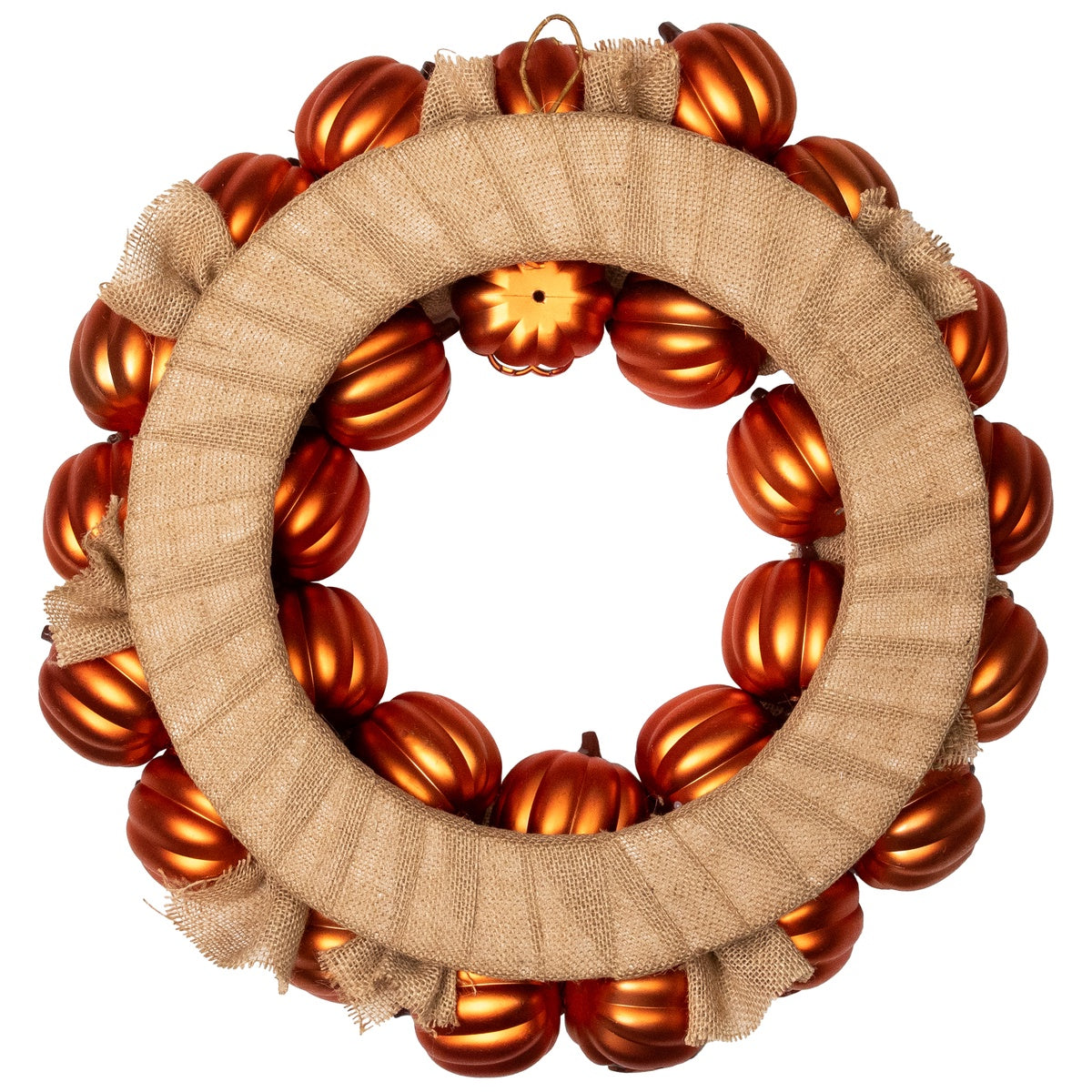  Northlight Jack-O-Lantern and Burlap Ribbon Halloween Wreath - 20