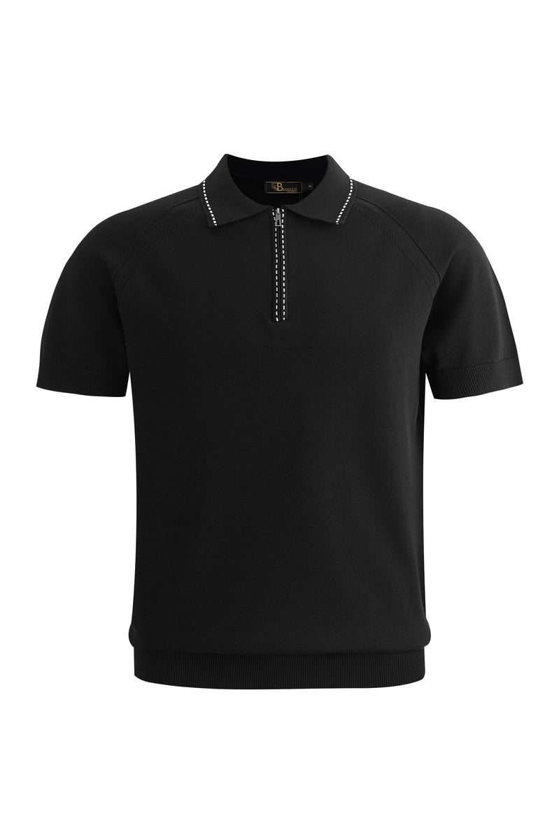 Barocco Strada Luxe Knit Polo BLACK - BLACK - Bonton