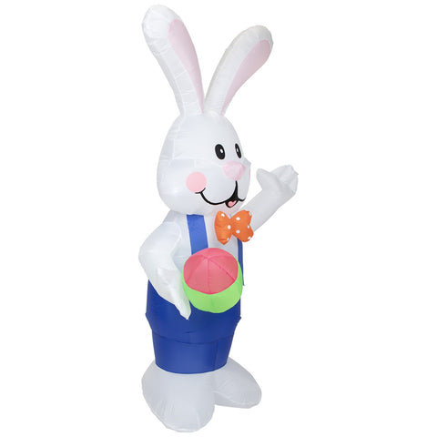 Inflatable Lighted Standing Easter Bunny With Egg Outdoor Decoration - 7'