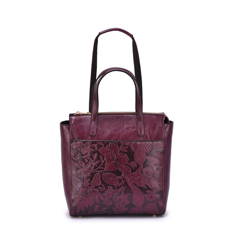 Shia 3D Embossed Floral Convertible Shoulder Bag/Backpack