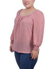 Plus Size 3/4 Sleeve Square Neck Blouse